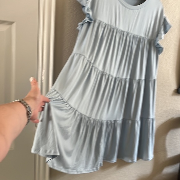NWT Entro blue swing dress 1x plus tiered ruffle short sleeveless mini midi - Picture 3 of 5